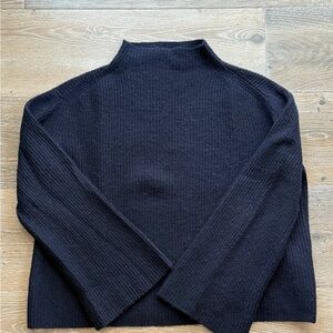 Demylee Cashmere Navy Ribbed Knit Sweater Sz S
